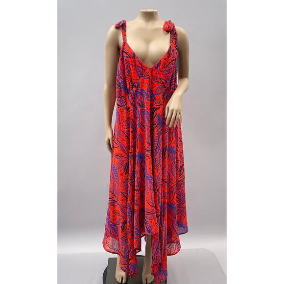 Alexis x Target Dress Women 3X Red Floral Botanical Tie Strap Asymmetrical - Picture 1 of 12